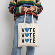 Tri Vote Blue Heart Cotton Tote Bag