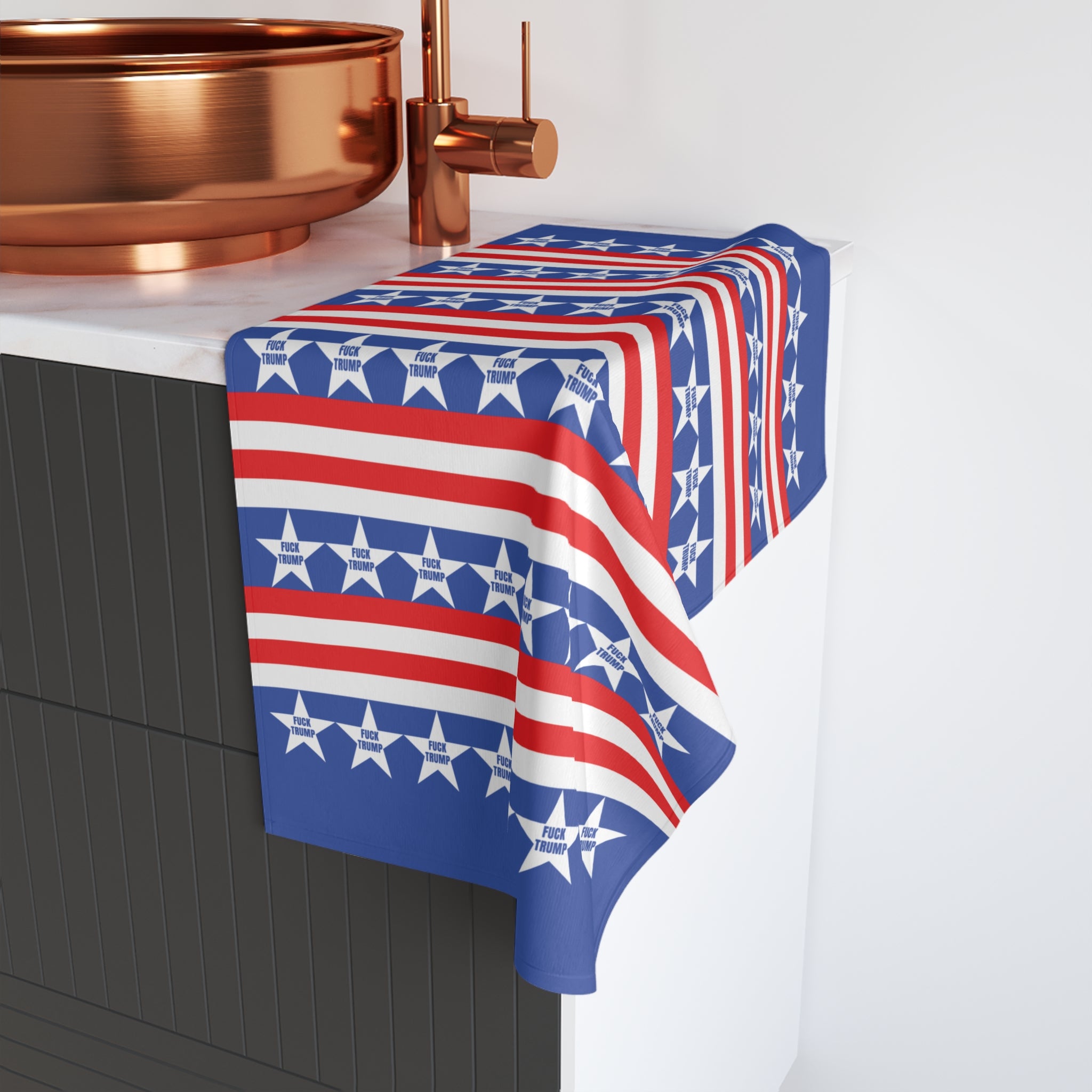 Subtle F*ck Trump Stars and Stripes Hand Towel