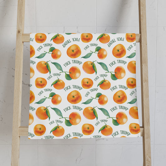 Subtle F*ck Trump Watercolor Oranges Hand Towel