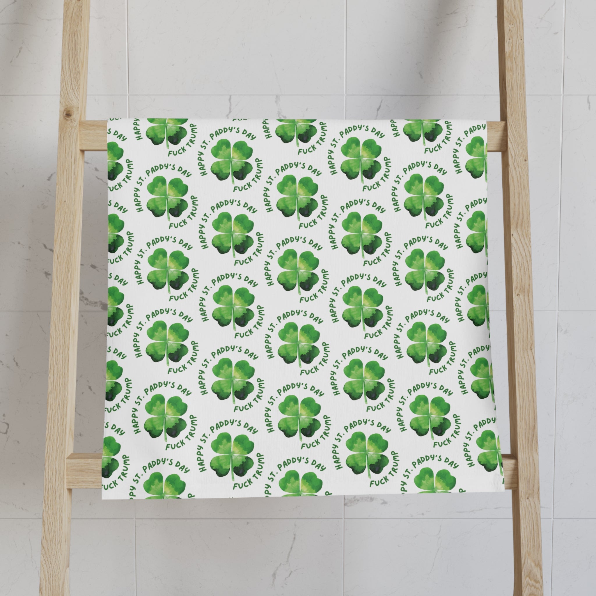 F*ck Trump Shamrock St. Patrick's Day Hand Towel