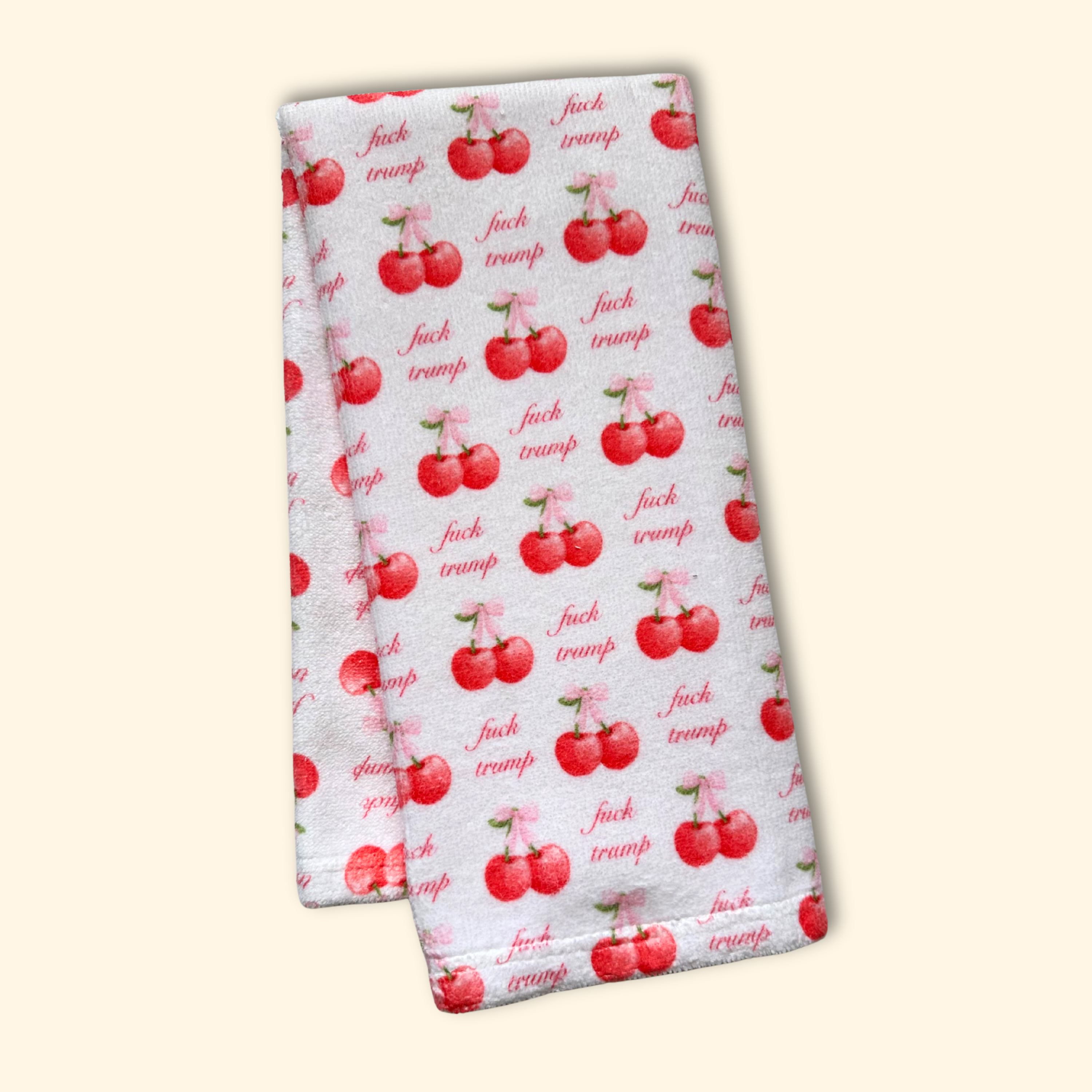 Coquette Cherry F*ck Trump Hand Towel