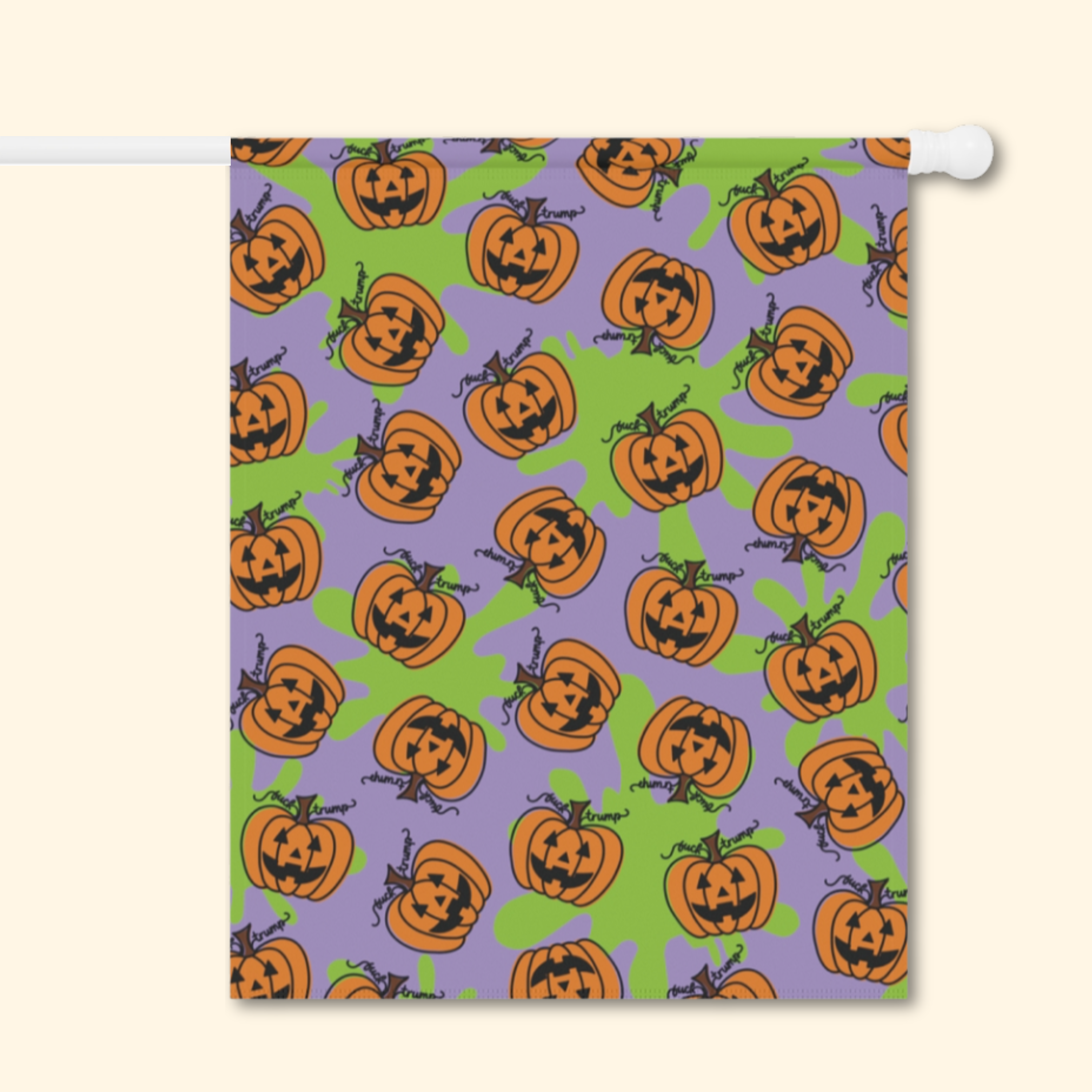 Subtle F*ck Trump Jack-O-Lantern Slime Garden Flag