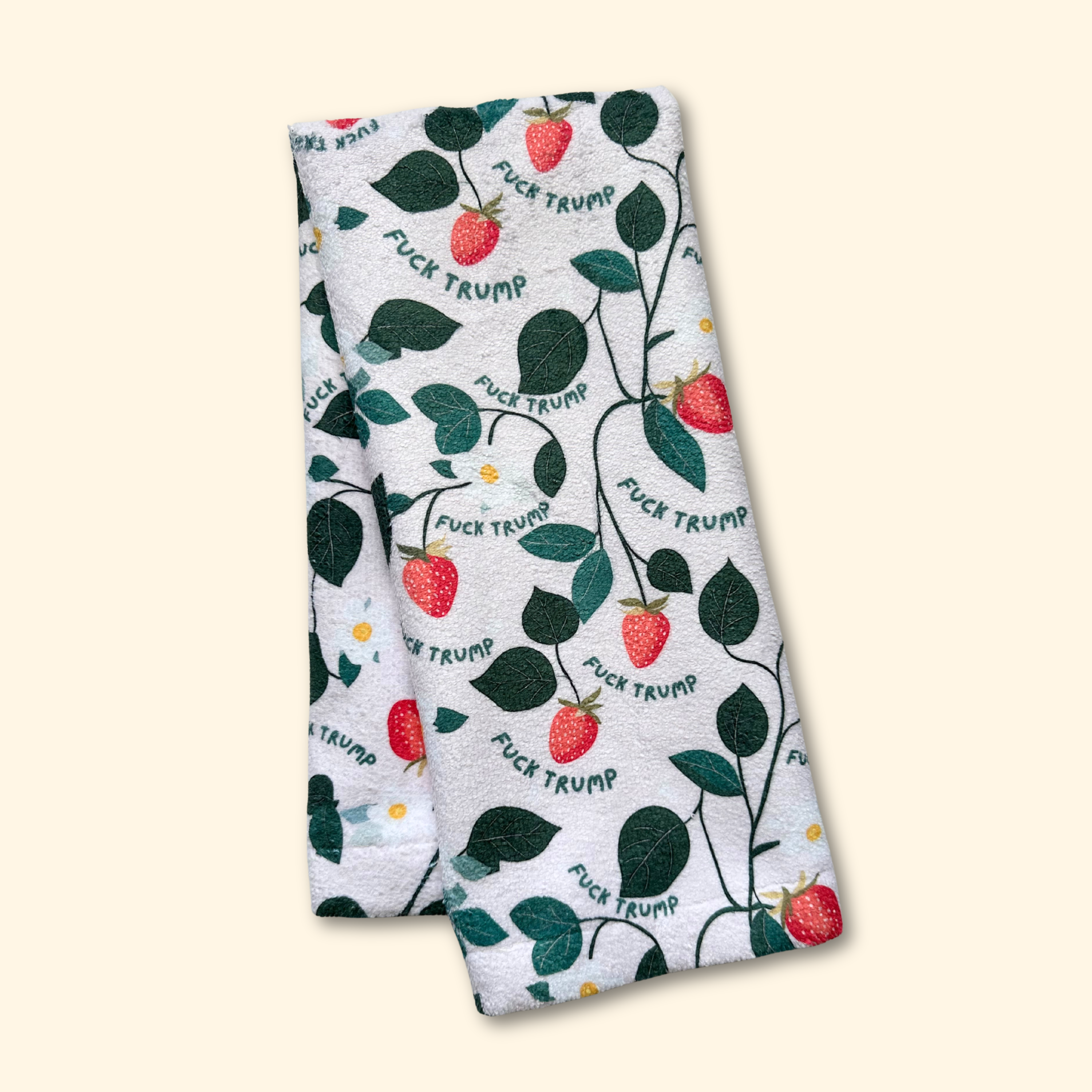 Classic Strawberry F*ck Trump Hand Towel