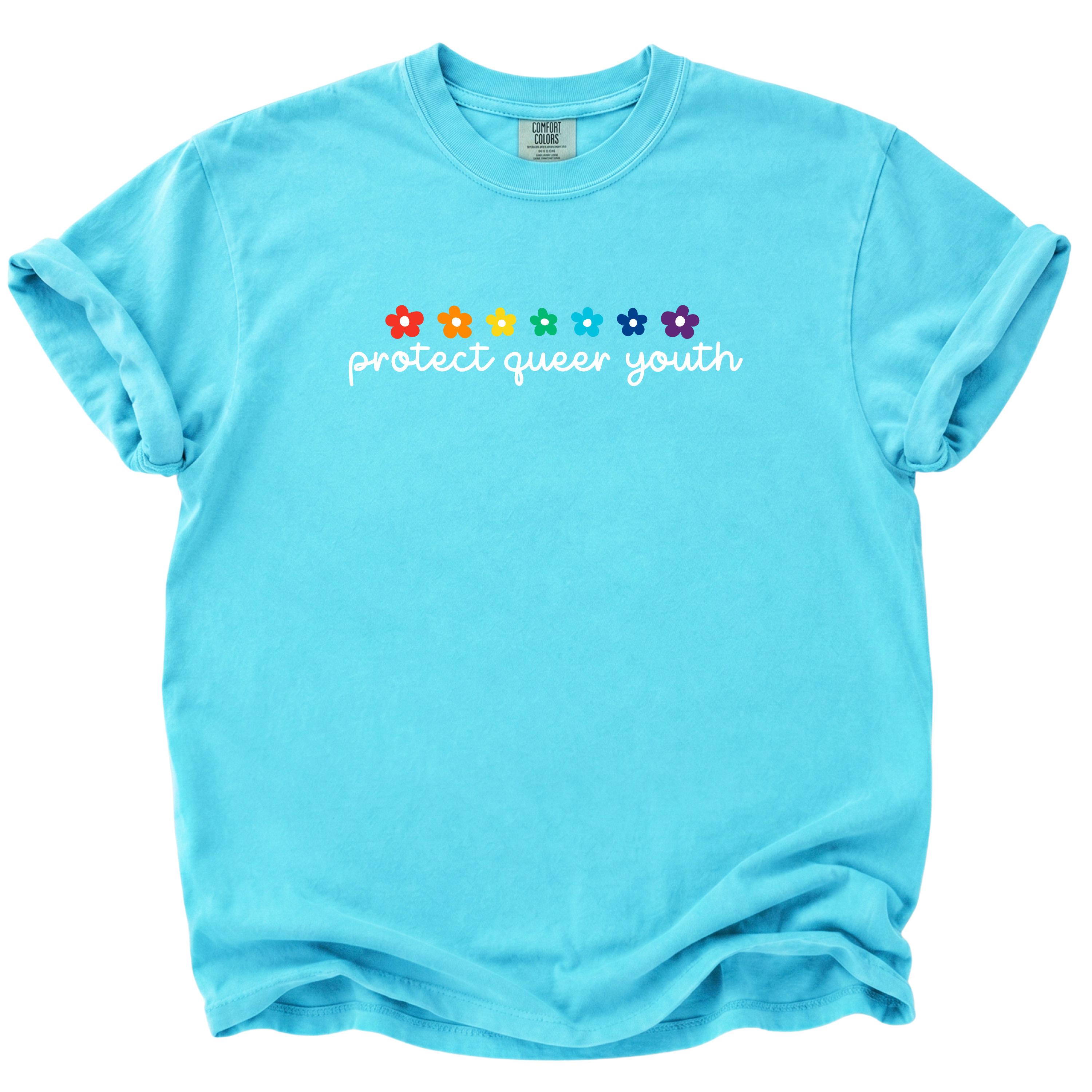 Protect Queer Youth Rainbow Flower T-Shirt