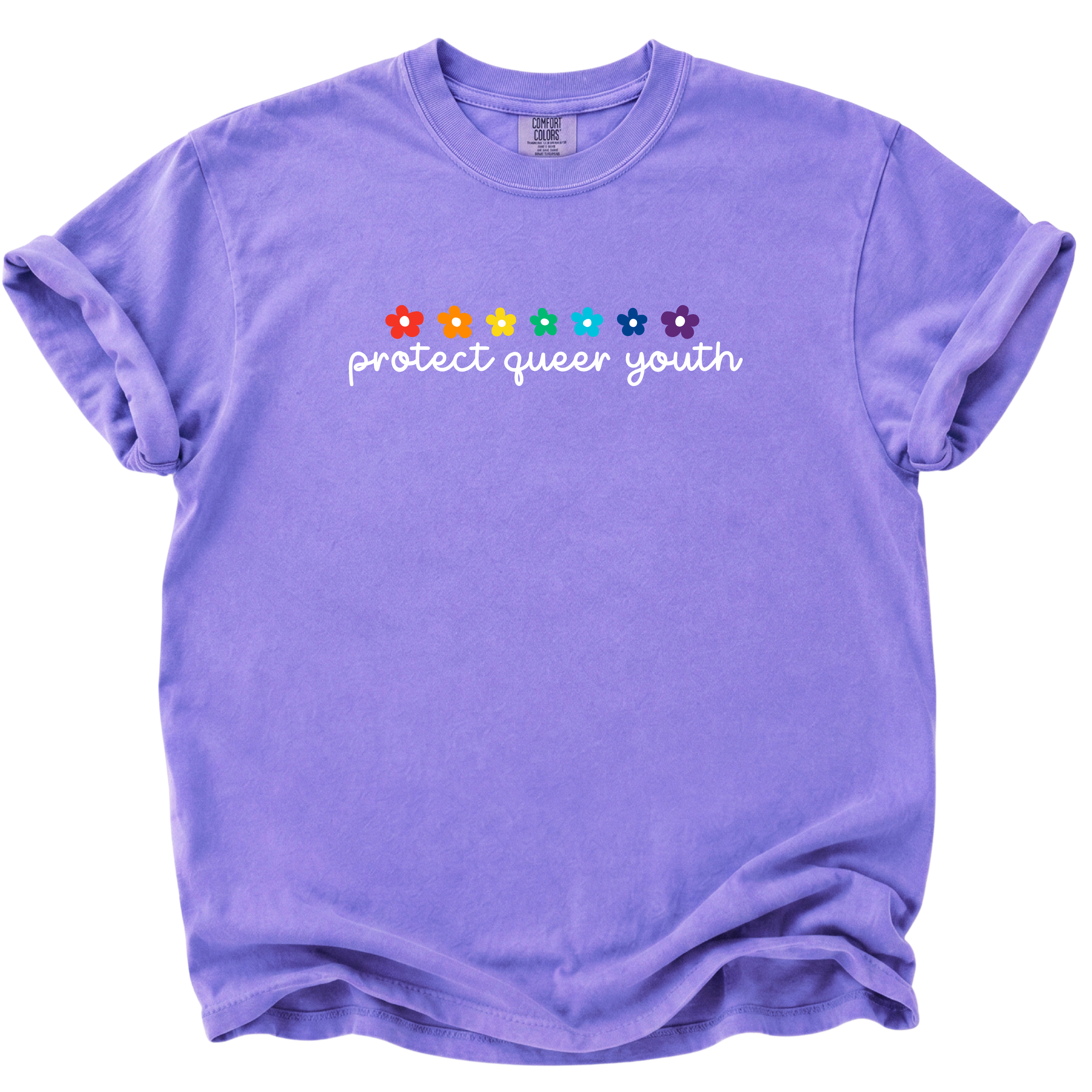 Protect Queer Youth Rainbow Flower T-Shirt