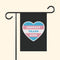 Flag with a heart design and text 'PROTECT TRANS KIDS' on a black background