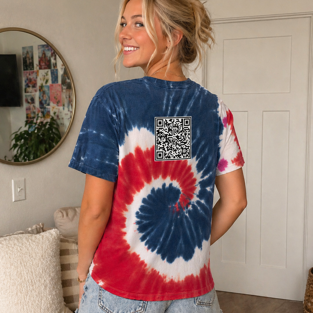 F*ck Trump QR Code Red White & Blue Tie Dye T-Shirt