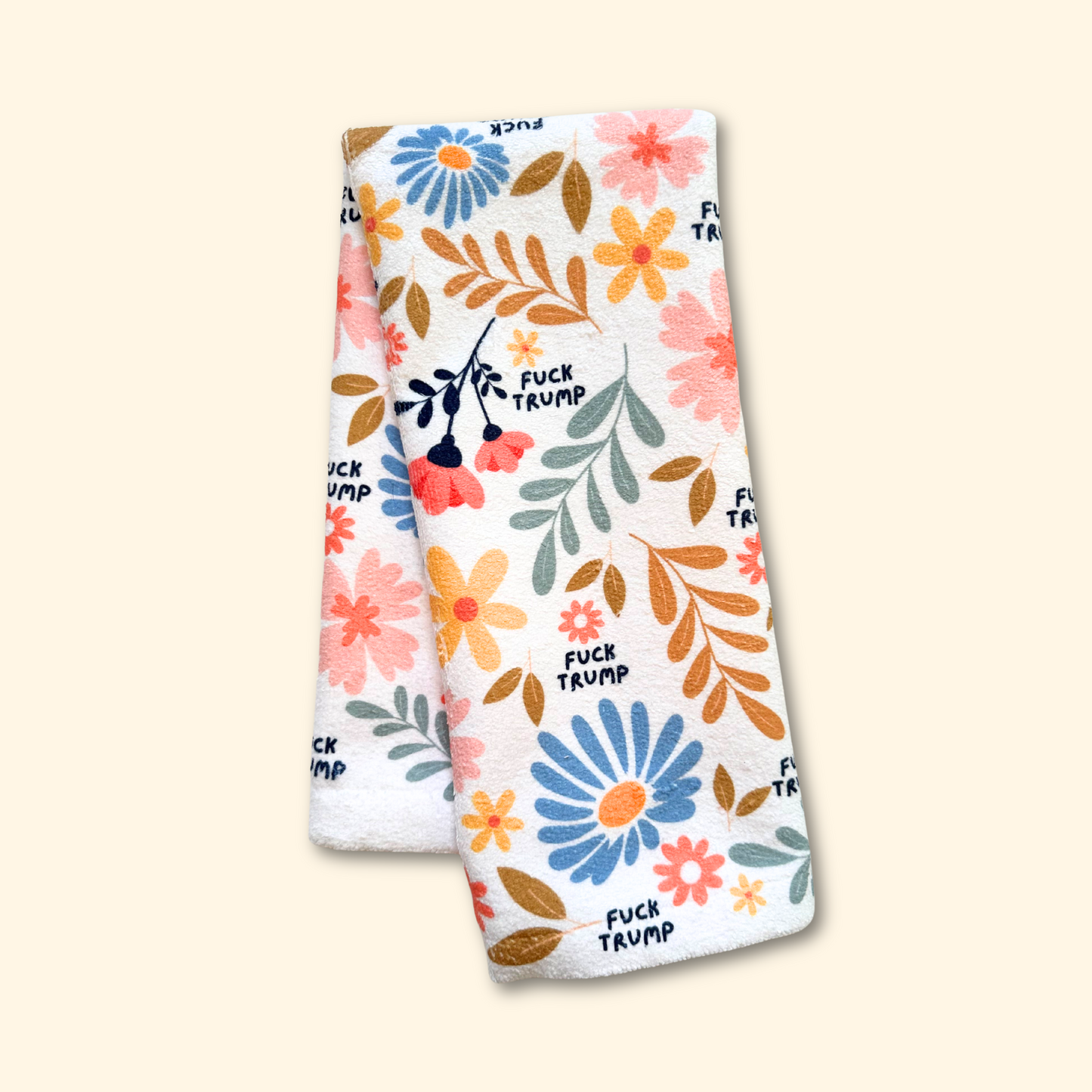 Subtle F*ck Trump Retro Flower Hand Towel