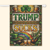 Stained Glass Trump Sucks St. Patrick's Day Garden Flag