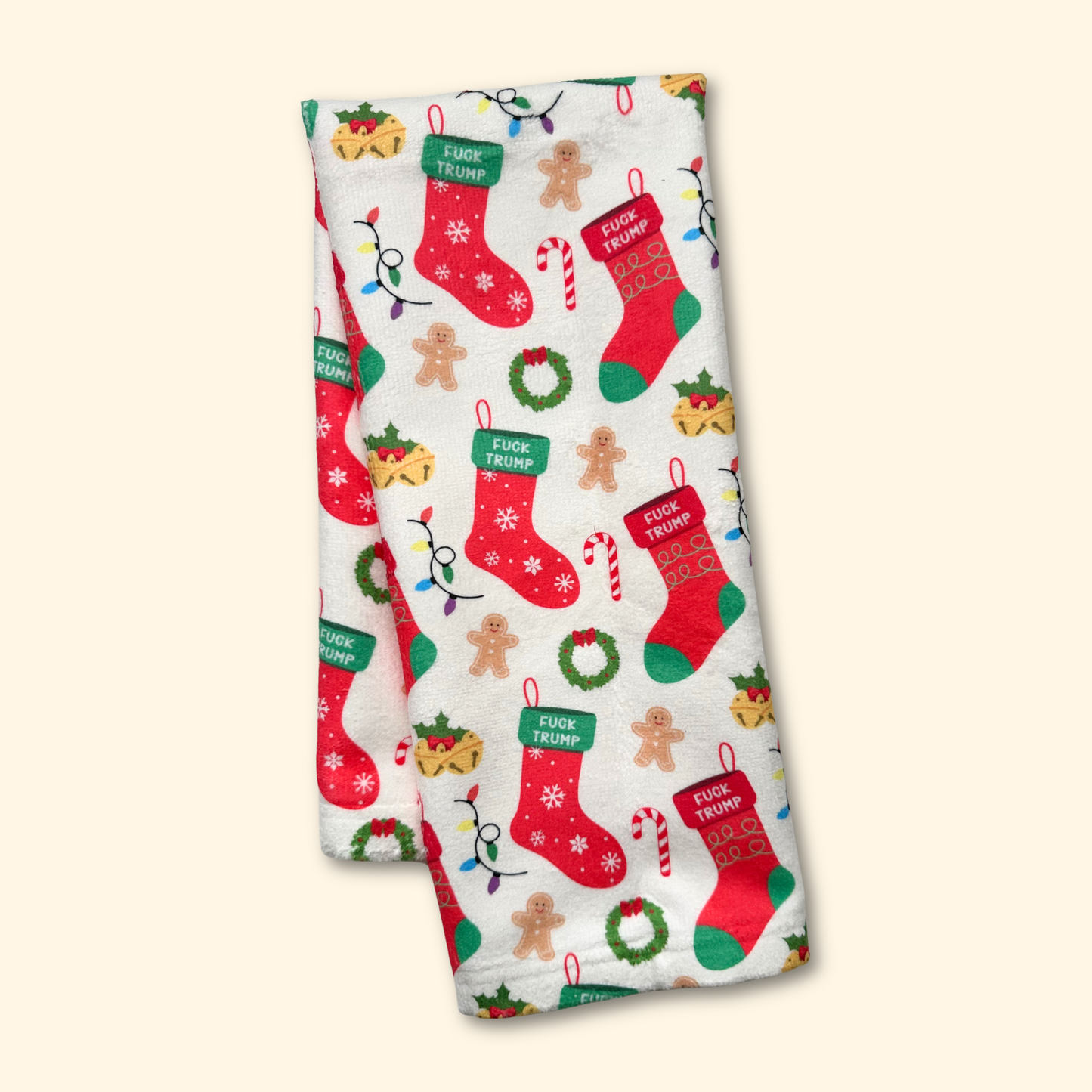 Subtle F*ck Trump Christmas Stocking Hand Towel