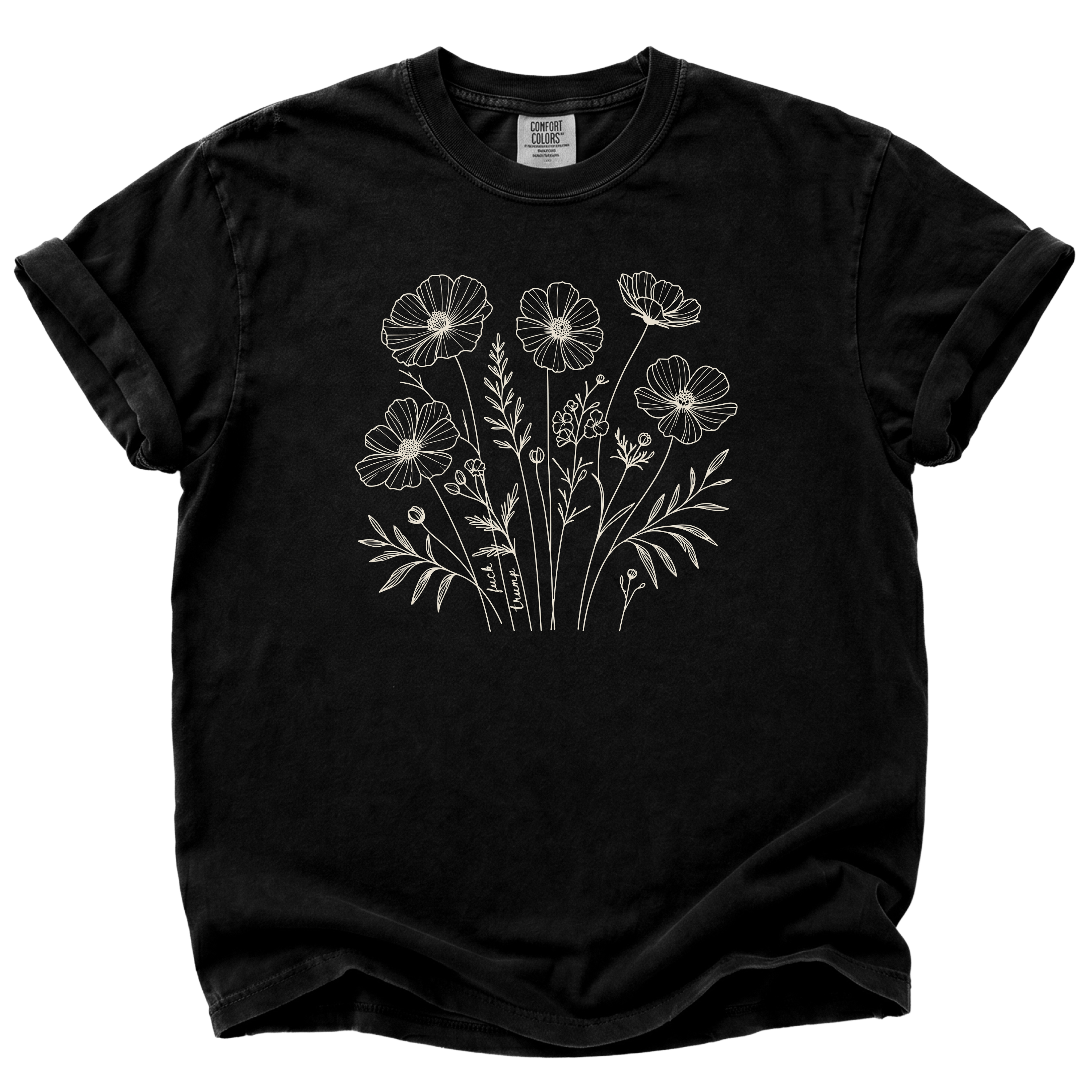 Subtle F*ck Trump Floral Sketch T-Shirt