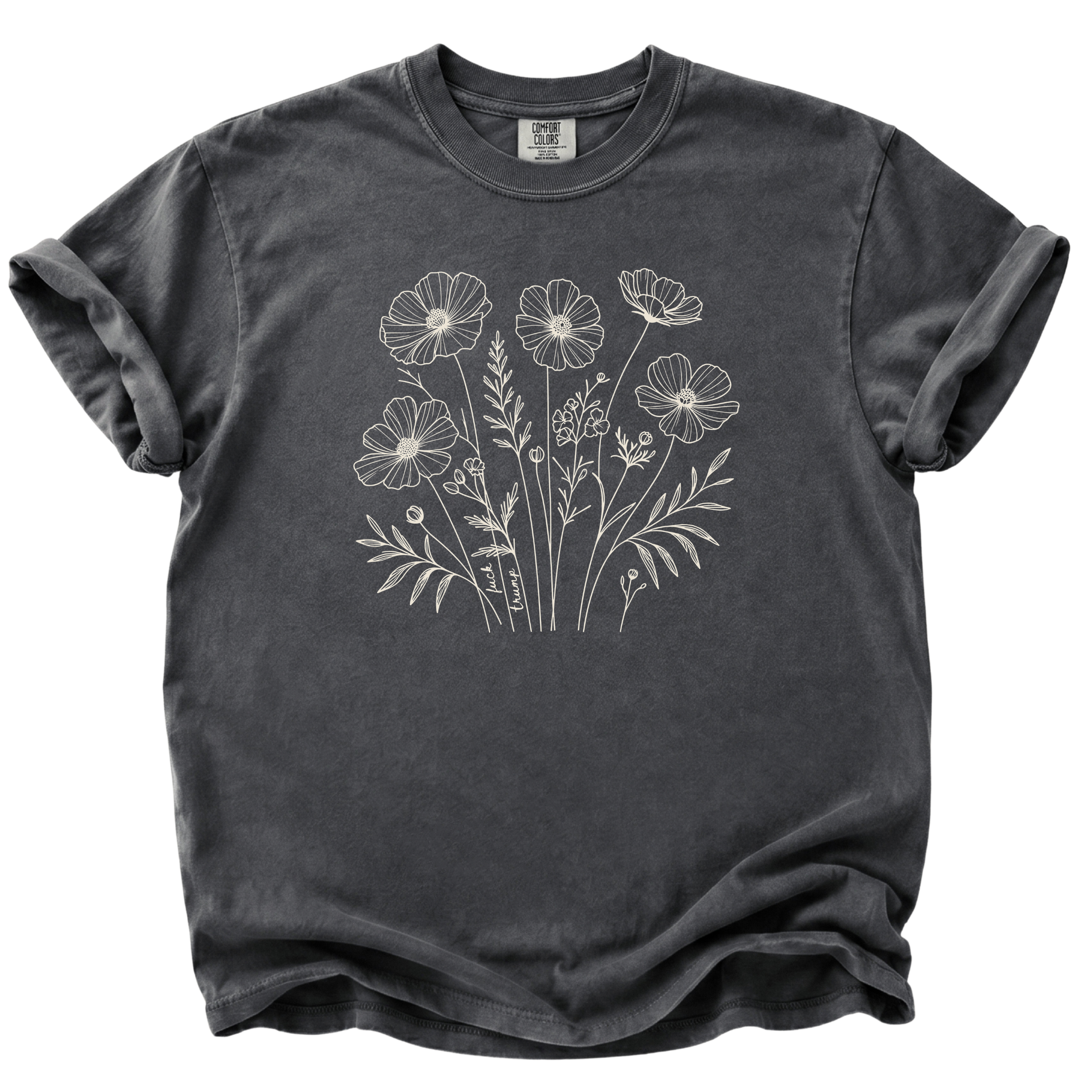 Subtle F*ck Trump Floral Sketch T-Shirt