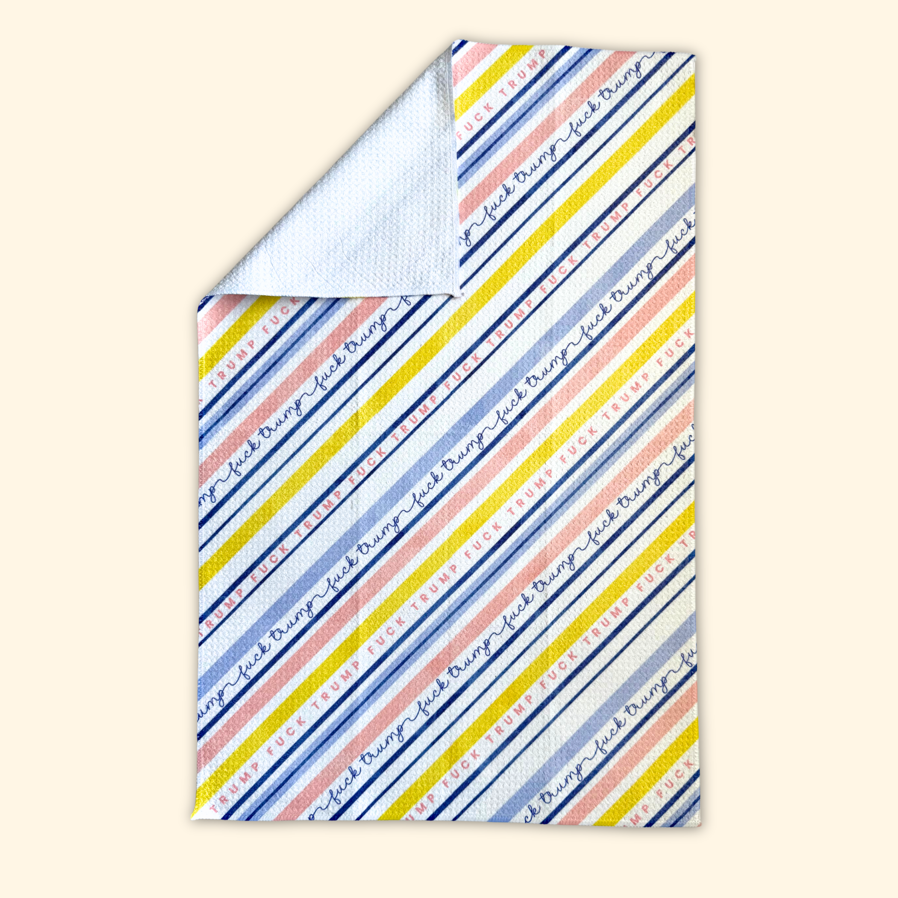 F*ck Trump Pastel Stripe Waffle Weave Kitchen Towel