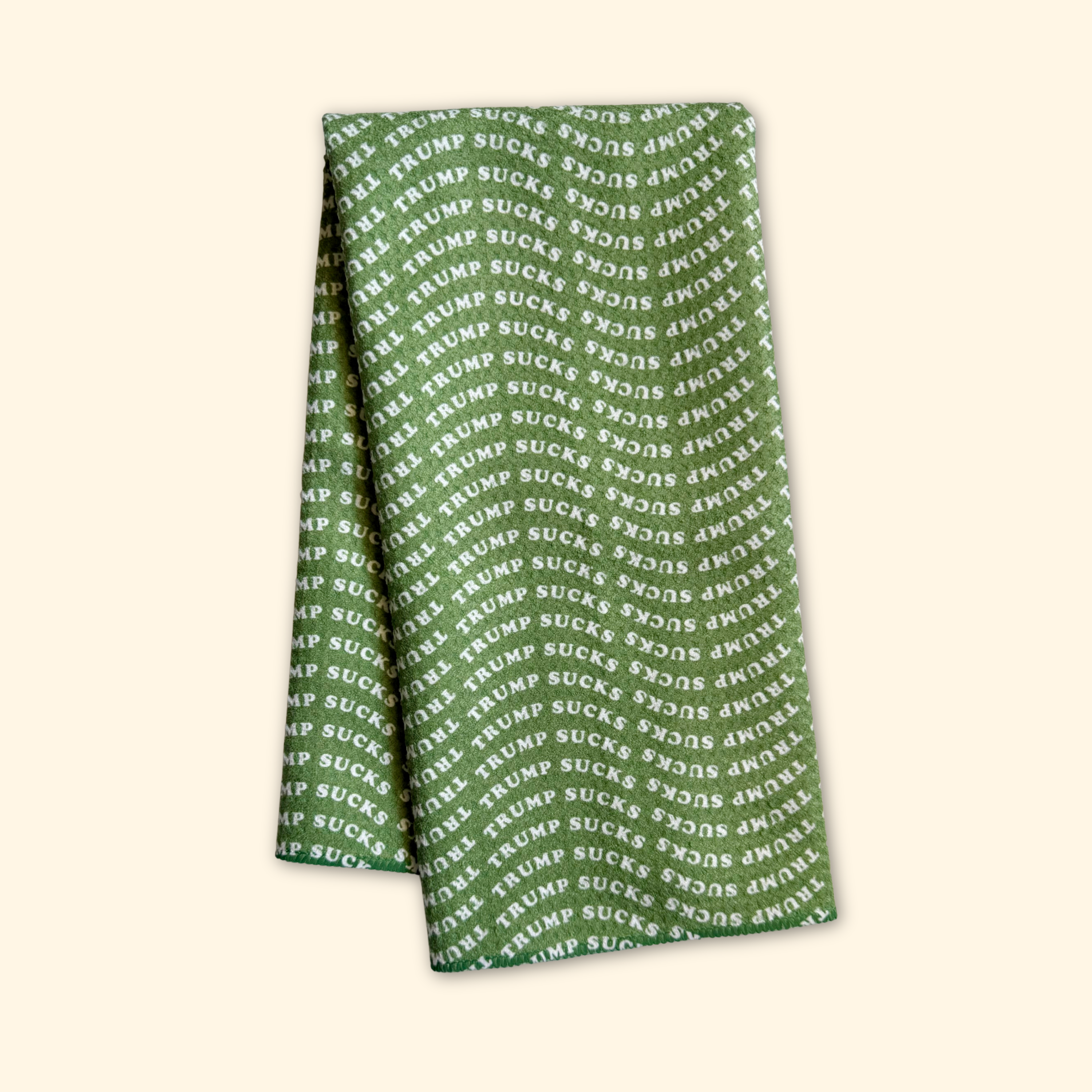 Trump Sucks Green Pattern Waffle Weave Kitchen Towel