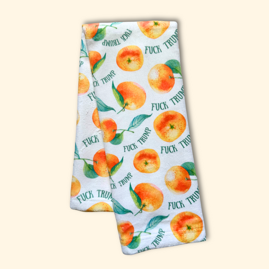 Subtle F*ck Trump Watercolor Oranges Hand Towel