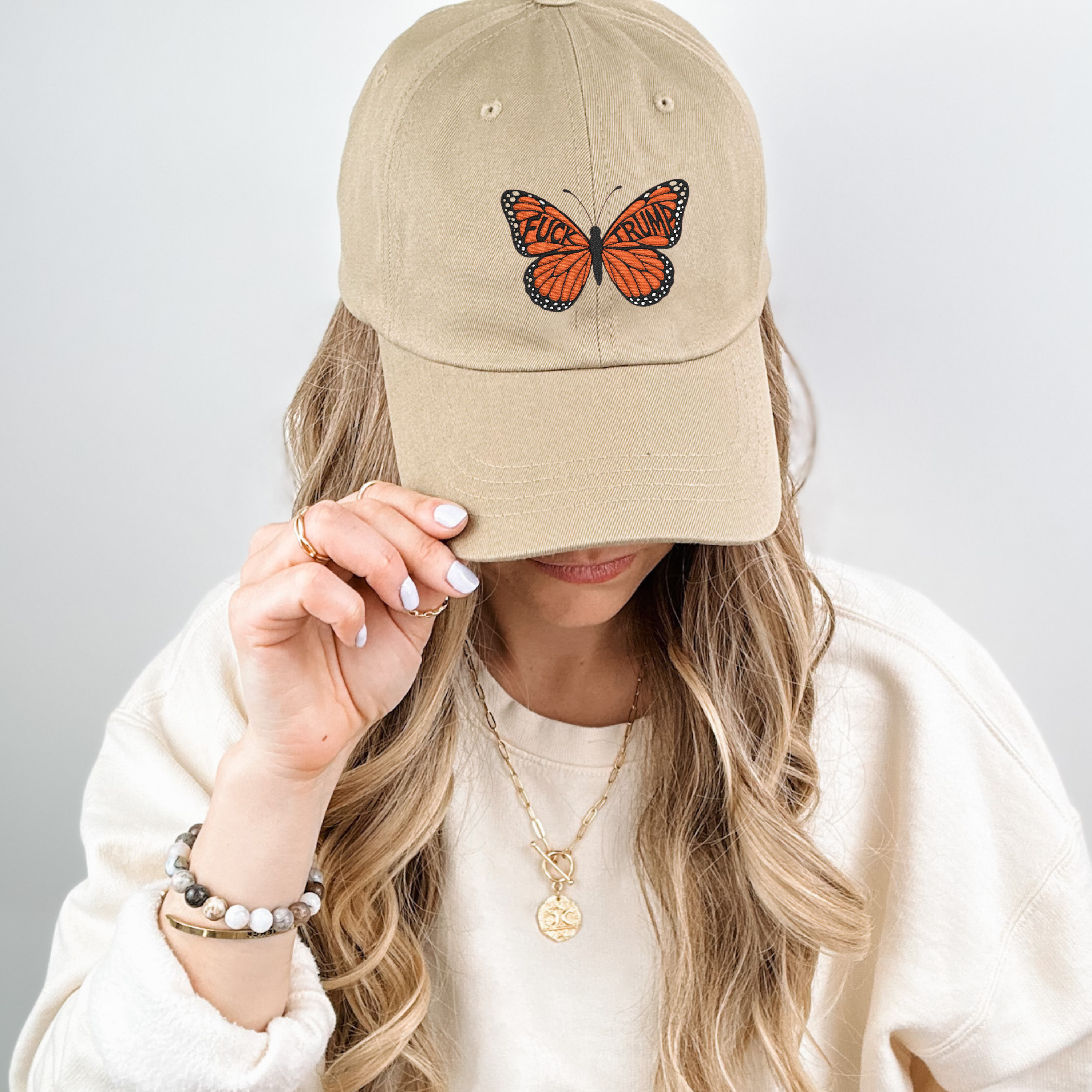 F*ck Trump Monarch Butterfly Embroidered Dad Cap