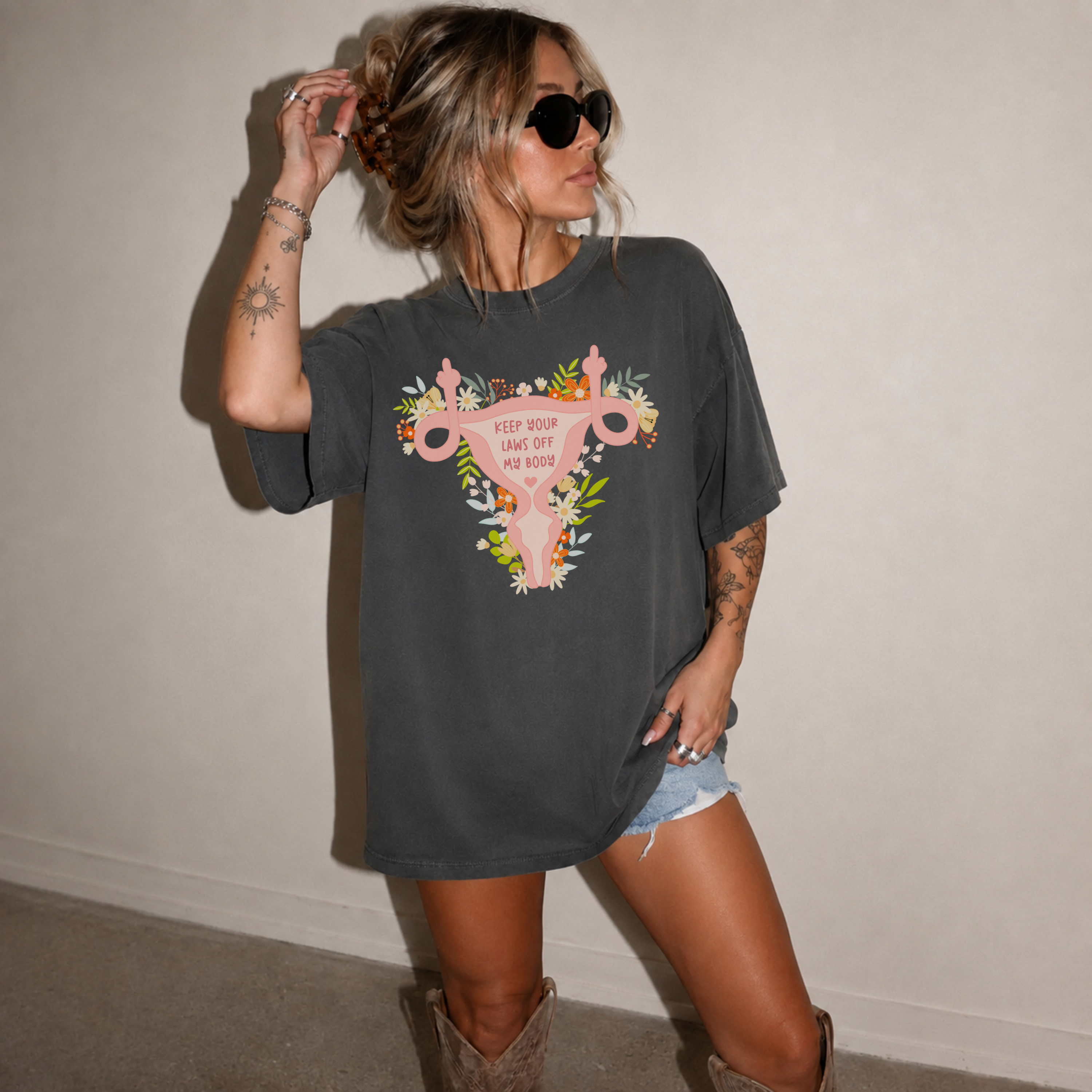 Floral Uterus Reproductive Rights T-Shirt